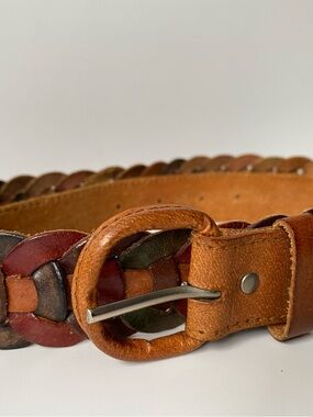 Hippie Braided Loop Artisan Leather Belt in Tan Brown Burgundy Navy Green